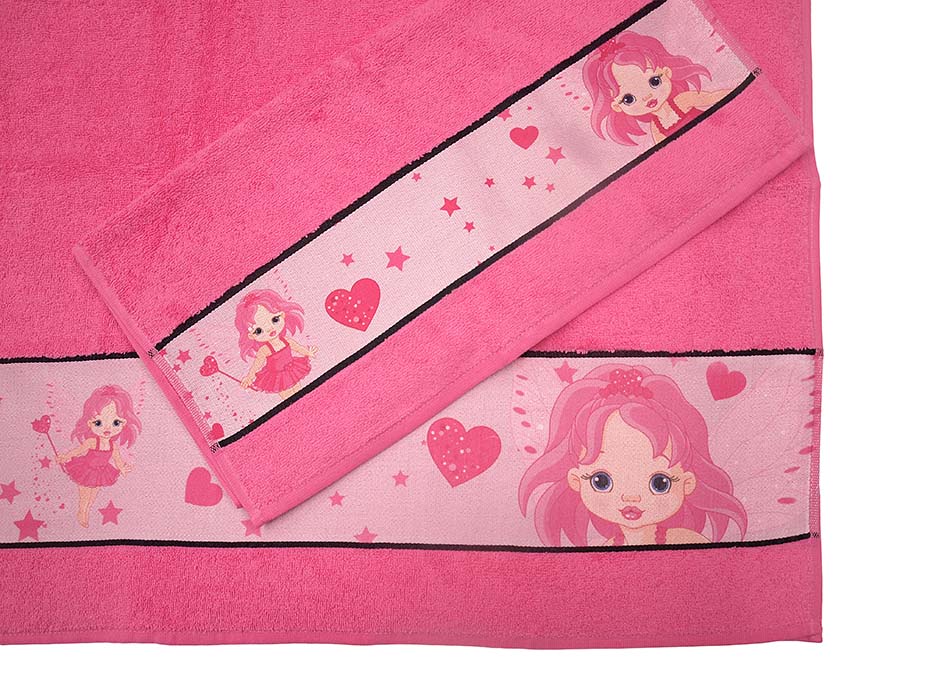 Handtuch oder Duschtuch mit Bordüre pink Prinzessin